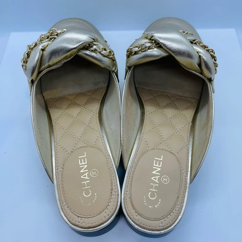 CHANEL gold mules brand new - Picture 2 of 8